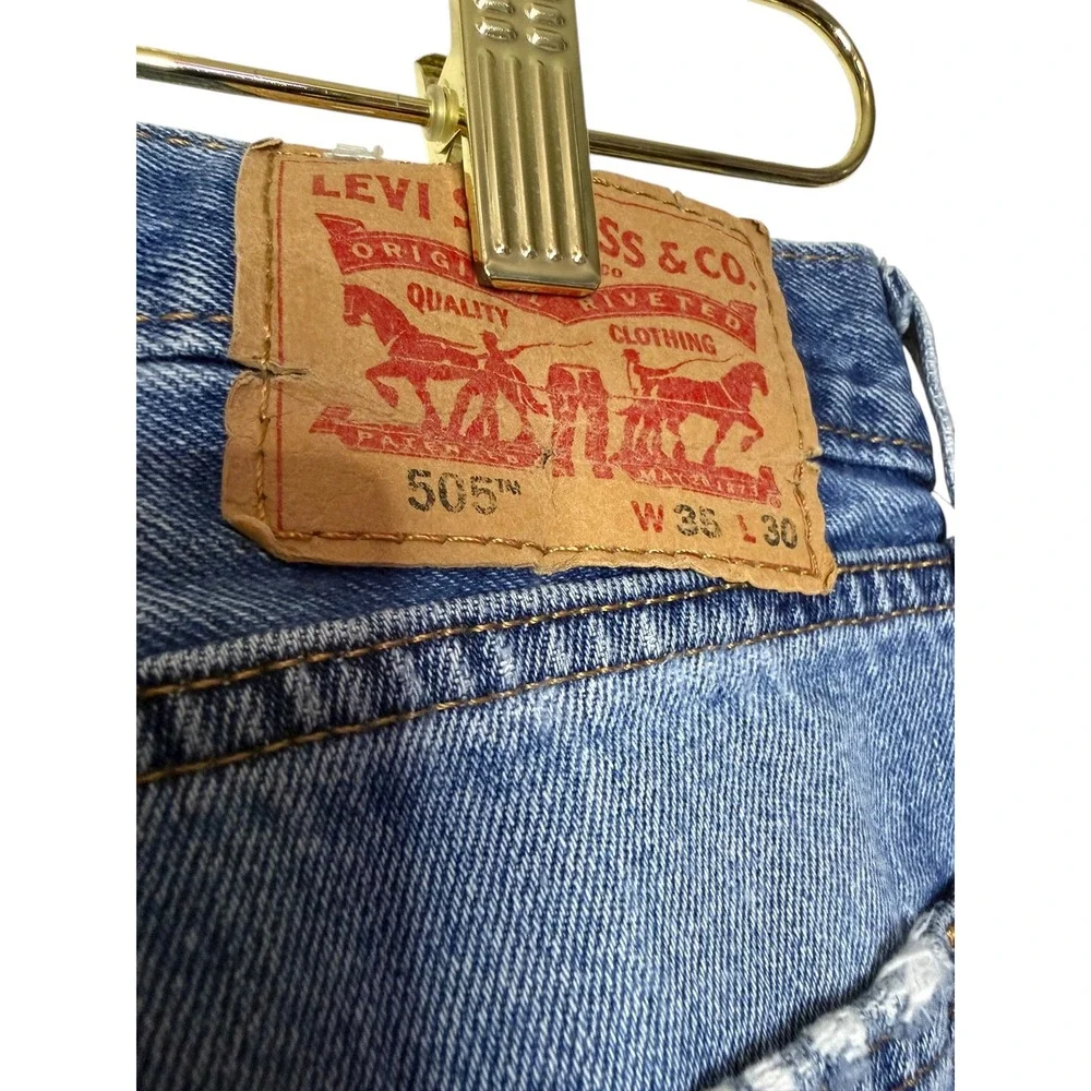 Levi's 505 Mens W36 L30 Straight Fit Blue Denim Jeans Light‎ Wash